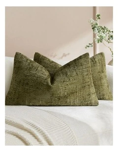 Chenille Textured Cushion Covers in Olive Green 2 Pack (30x50cm)