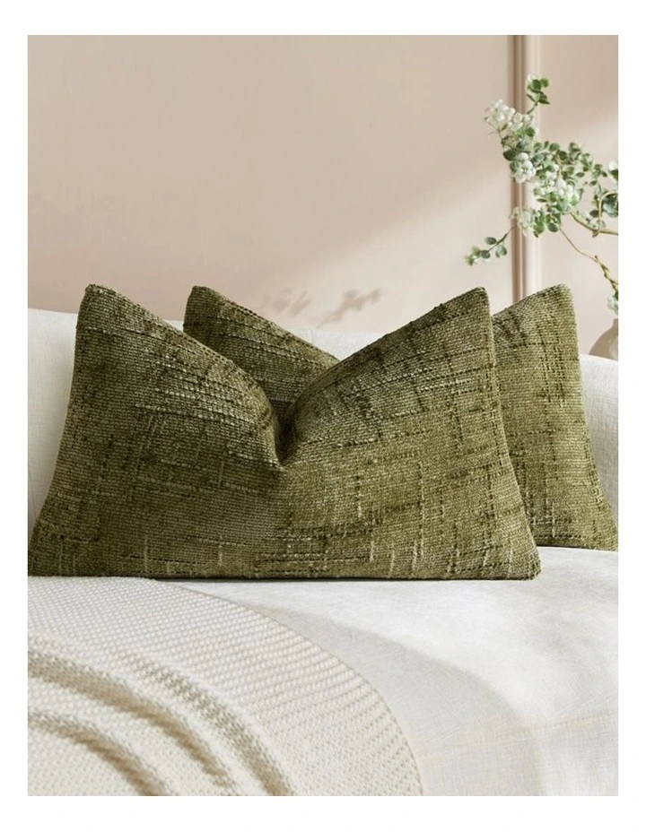 Chenille Textured Cushion Covers in Olive Green 2 Pack (30x50cm) image 1