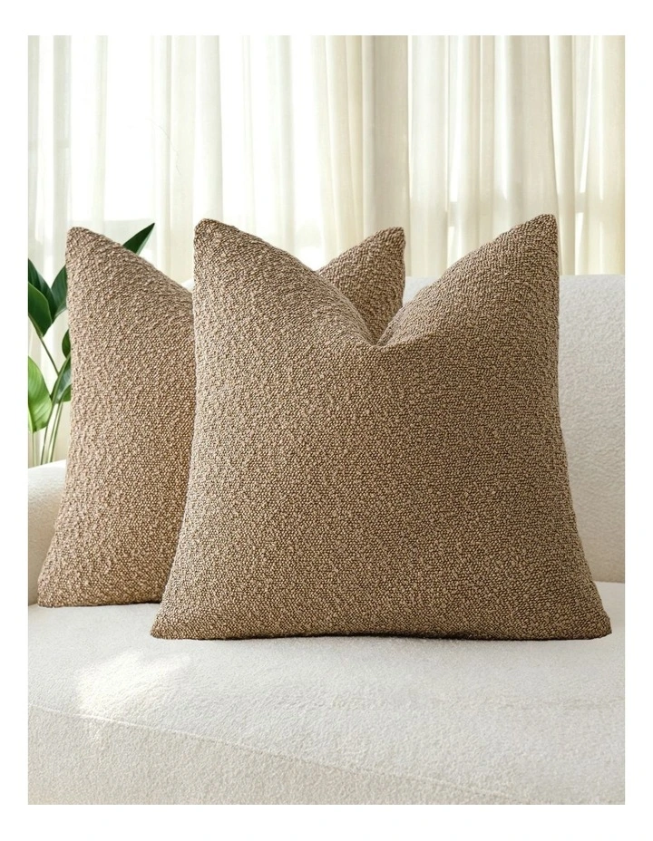 Boucle Cushion Covers in Caramel 2 Pack (45x45cm) image 1