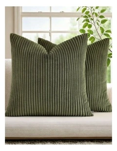 Corduroy Velvet Cushion Covers in Olive 2 Pack (45x45cm)