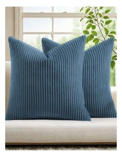 Corduroy Velvet Cushion Covers in Denim 2 Pack (45x45cm)