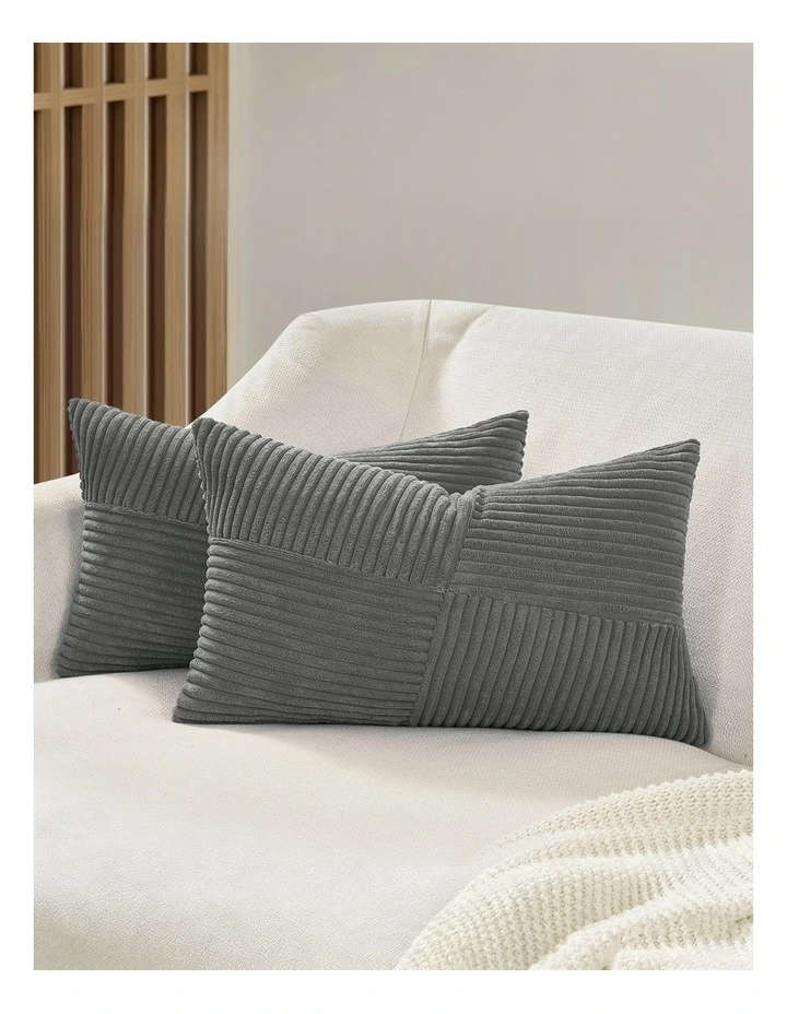 Windmill-Inspired Cushion Covers in Dark Grey 2 Pack (30x50cm) image 1