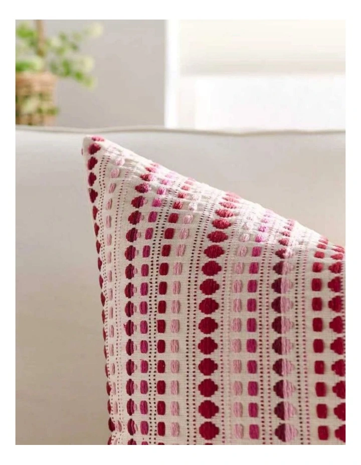 Bohemian Dot Woven Cushion Covers in Burgundy 2 Pack (45x45cm) image 3
