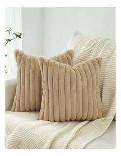 Faux Fur Cushion Covers in Natural 2 Pack (45x45cm)