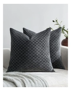 Chenille Waffle Cushion Covers in Charcoal 2 Pack (45x45cm)