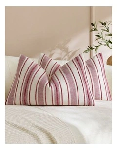 Heritage Linear Woven Cushion Covers in Burgundy 2 Pack (30x50cm)