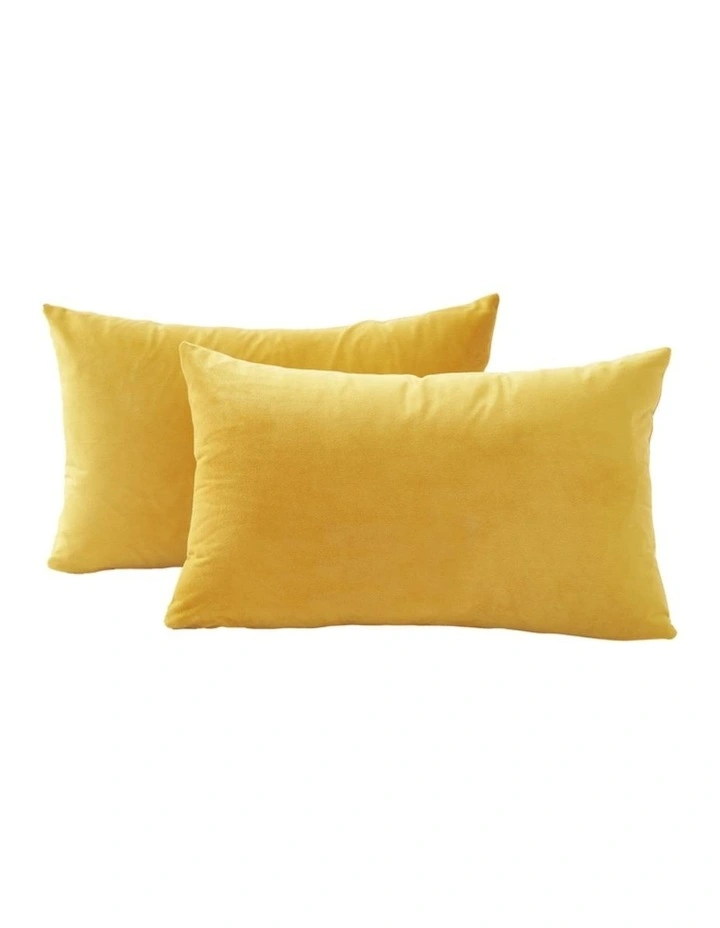 Velvet Cushion Covers in Yellow 2 Pack (30x50cm) image 1