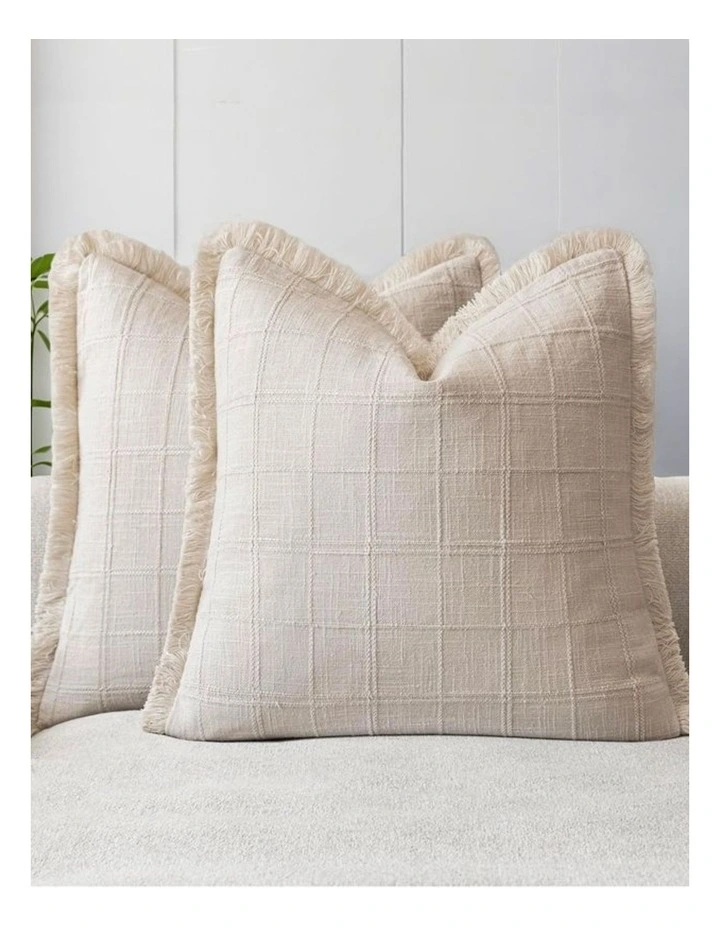 Linen Look Cushion Covers in Beige 2 Pack (45x45cm) image 1