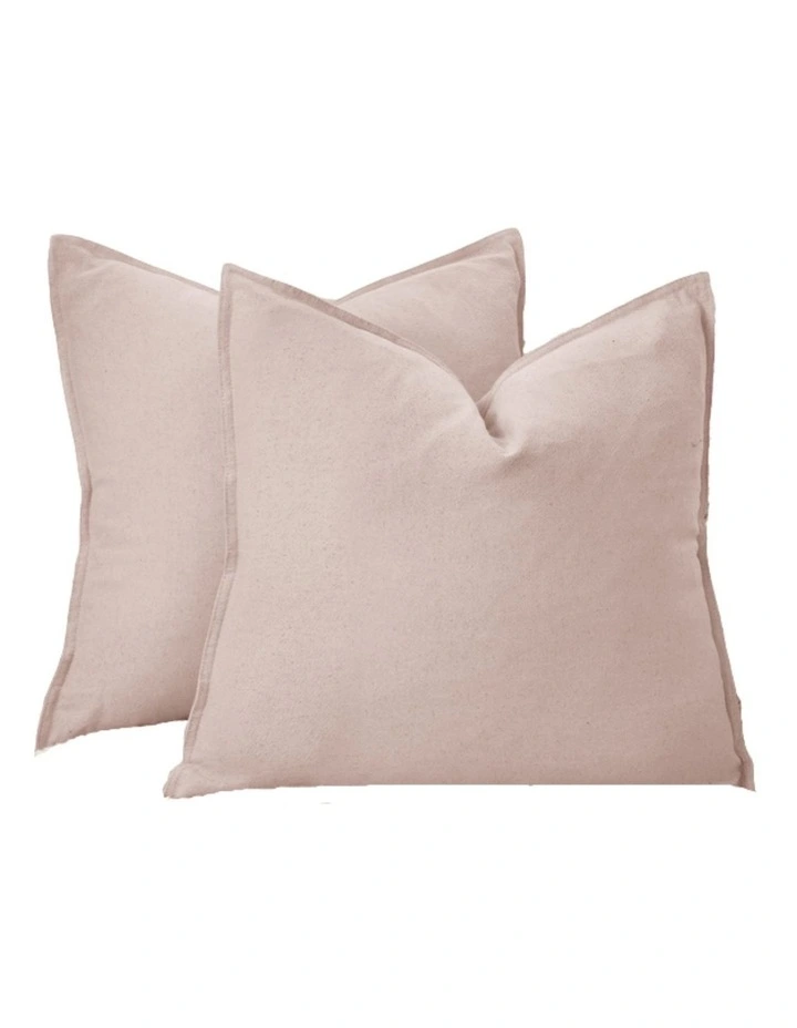 Linen-Cotton Cushion Covers in Pink 2 Pack (45x45cm) image 2