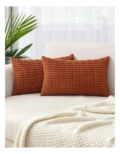 Boho Corduroy Cushion Covers in Rust 2 Pack (30x50cm)