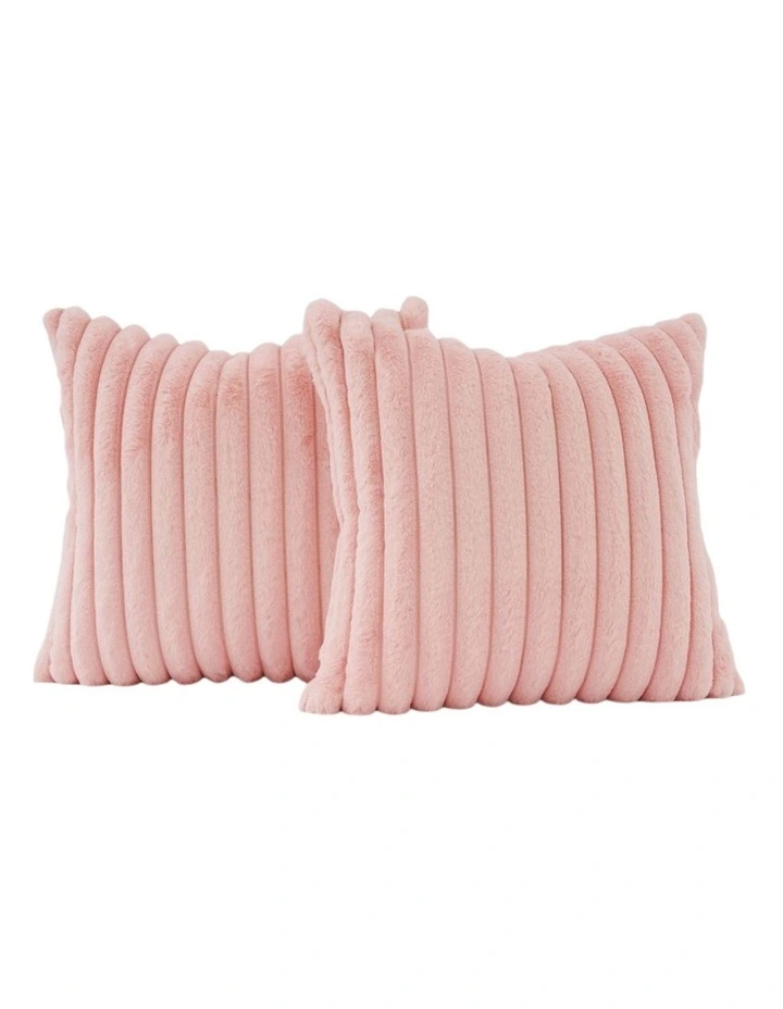 Faux Fur Cushion Covers in Pink 2 Pack (45x45cm) image 2