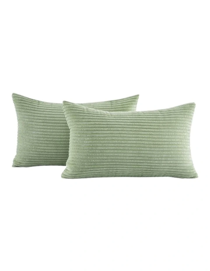 Corduroy Velvet Cushion Covers in Sage 2 Pack (30x50cm) image 2