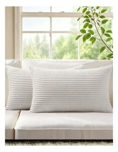 Corduroy Velvet Cushion Covers in White 2 Pack (30x50cm)