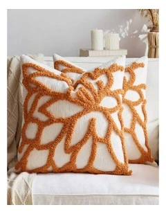 Tufted Rose Cushion Covers in Burnt Orange 2 Pack (45x45cm)