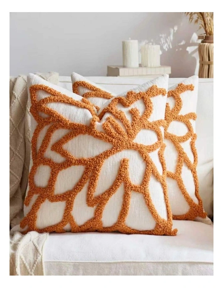 Tufted Rose Cushion Covers in Burnt Orange 2 Pack (45x45cm) image 1
