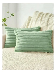 Faux Fur Cushion Covers in Sage 2 Pack (30x50cm)