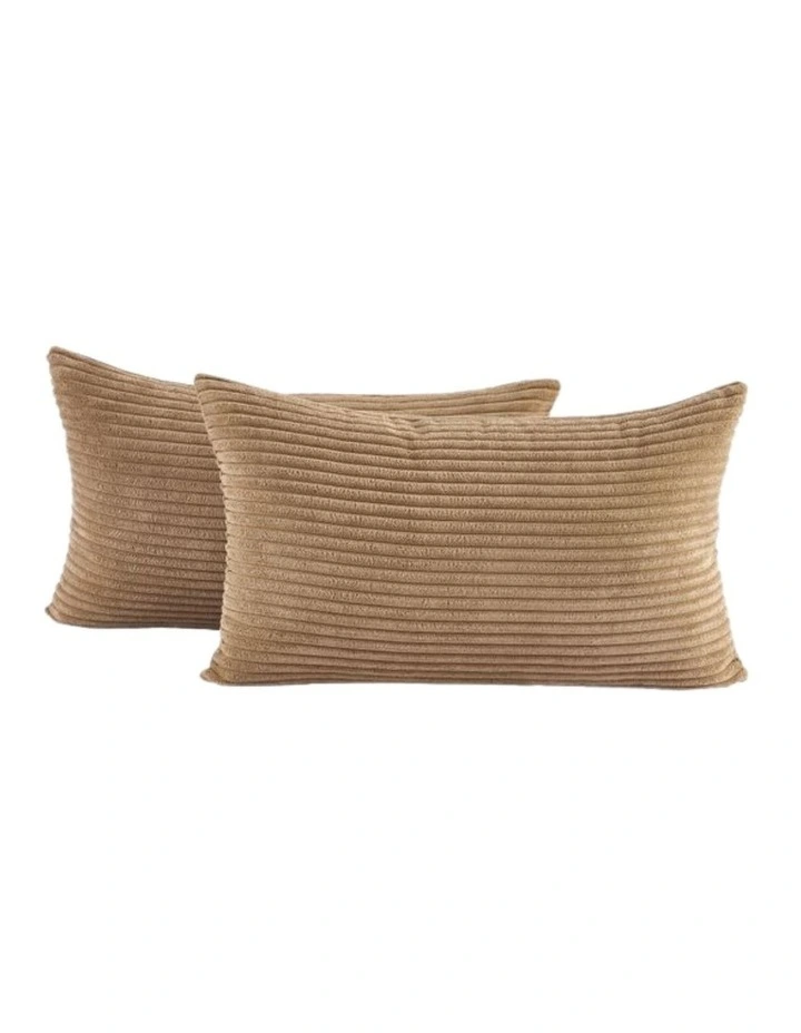 Corduroy Velvet Cushion Covers in Camel 2 Pack (30x50cm) image 2