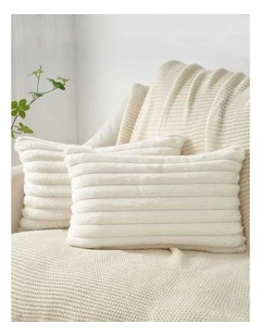 Faux Fur Cushion Covers in Snow 2 Pack (30x50cm)