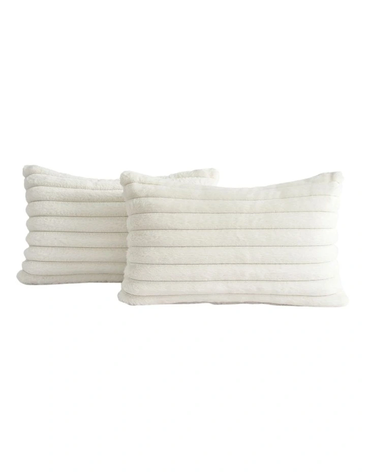 Faux Fur Cushion Covers in Snow 2 Pack (30x50cm) image 2