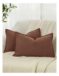 Linen-Cotton Cushion Covers in Cocoa Brown 2 Pack (30x50cm)