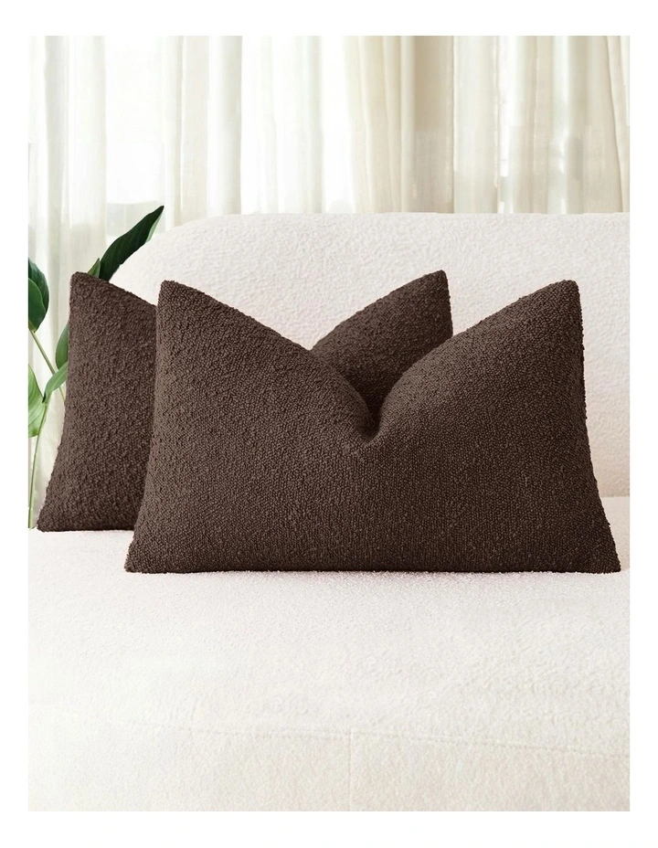 Boucle Cushion Covers in Brown 2 Pack (30x50cm) image 1
