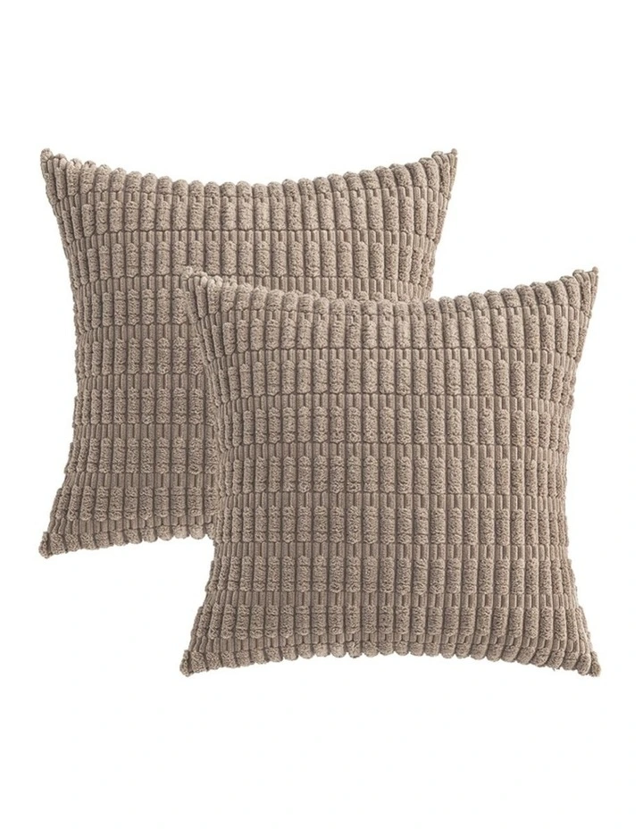 Boho Corduroy Cushion Covers in Taupe 2 Pack (45x45cm) image 2