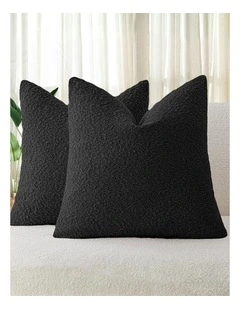 Boucle Cushion Covers in Black 2 Pack (45x45cm)