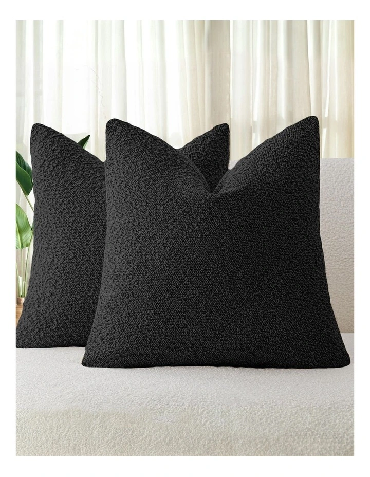 Boucle Cushion Covers in Black 2 Pack (45x45cm) image 1
