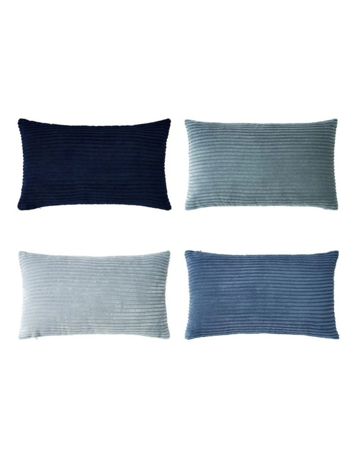 Corduroy Velvet Cushion Covers in Blue Set of 4 (30x50cm) image 4