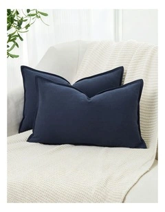 Linen-Cotton Cushion Covers in Navy Blue 2 Pack (30x50cm)