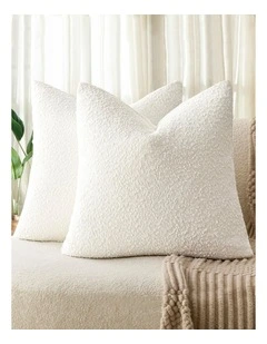 Boucle Cushion Covers in Snow 2 Pack (45x45cm)