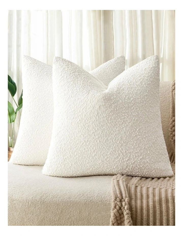 Boucle Cushion Covers in Snow 2 Pack (45x45cm) image 1