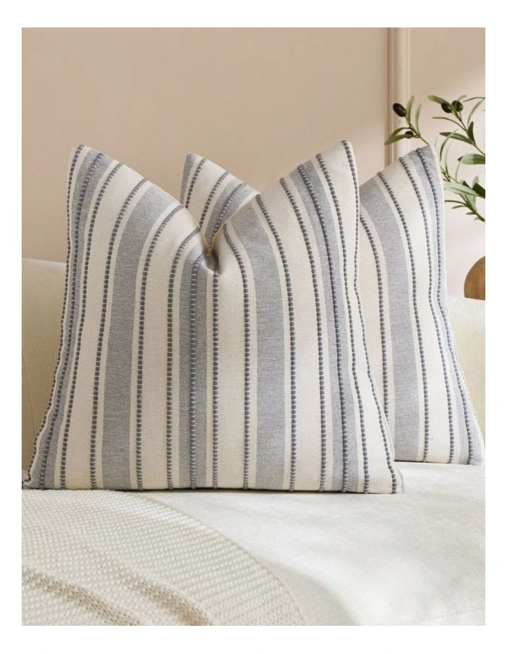 Heritage Linear Woven Cushion Covers in Light Grey 2 Pack (45x45cm) image 1