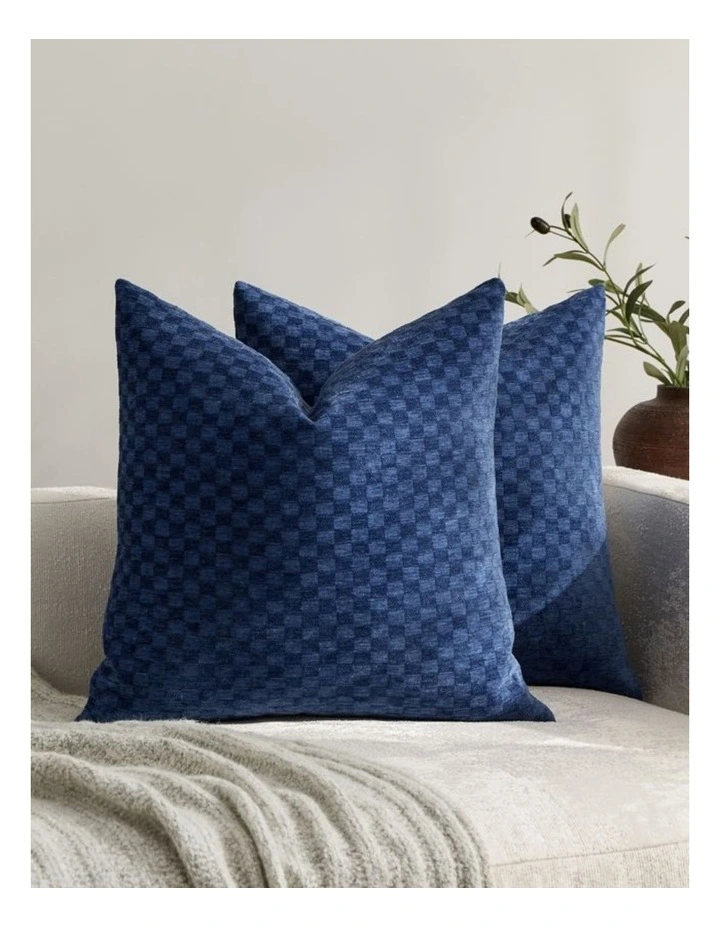 Chenille Waffle Cushion Covers in Navy Blue 2 Pack (45x45cm) image 1