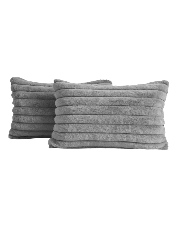 Faux Fur Cushion Covers in Grey 2 Pack (30x50cm) image 2