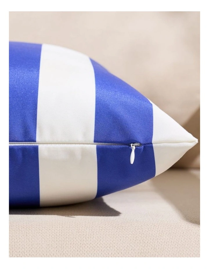 Striped Outdoor Waterproof Cushion Covers in Royal Blue 2 Pack (45x45cm) image 3