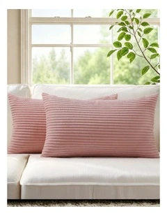 Corduroy Velvet Cushion Covers in Pink 2 Pack (30x50cm)