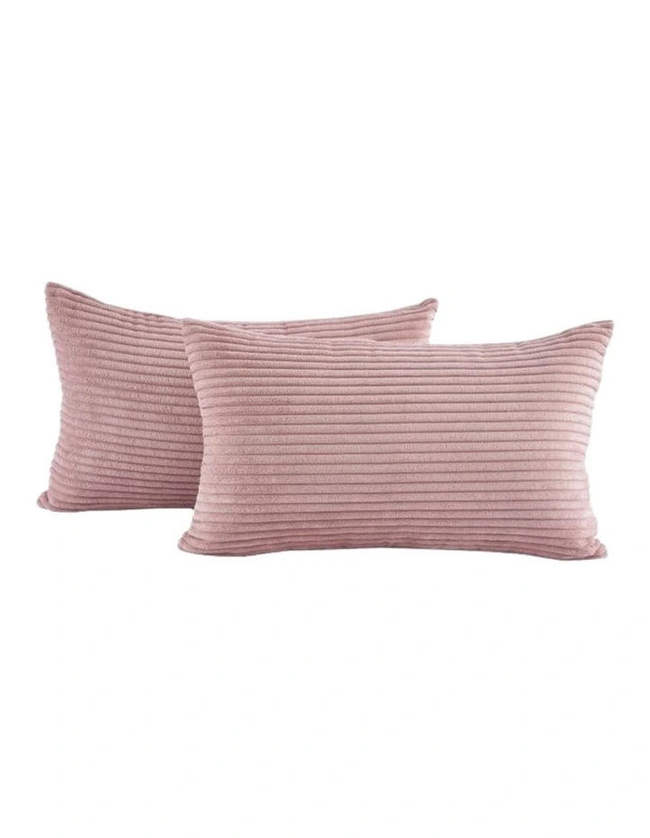 Corduroy Velvet Cushion Covers in Pink 2 Pack (30x50cm) image 2