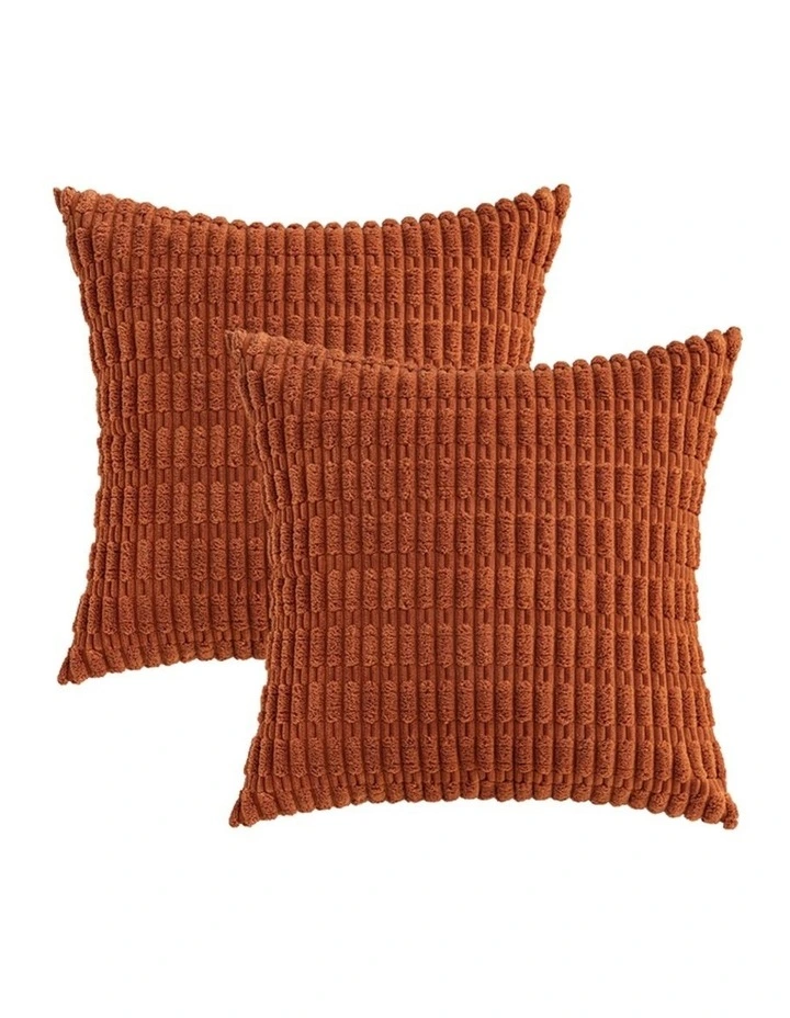 Boho Corduroy Cushion Covers in Rust 2 Pack (45x45cm) image 2