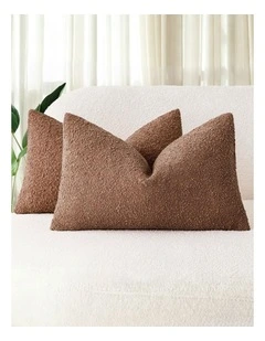 Boucle Cushion Covers in Brick 2 Pack (30x50cm)