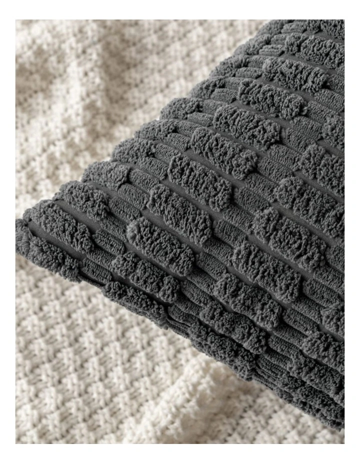 Boho Corduroy Cushion Covers in Dark Grey 2 Pack (45x45cm) image 4