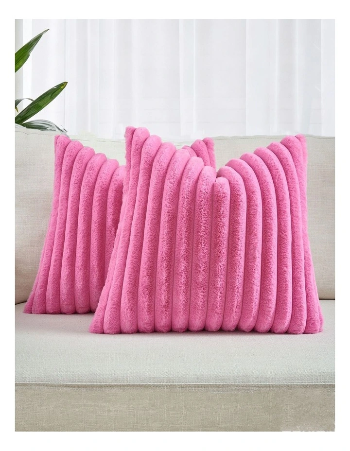 Faux Fur Cushion Covers in Hot Pink 2 Pack (45x45cm) image 1