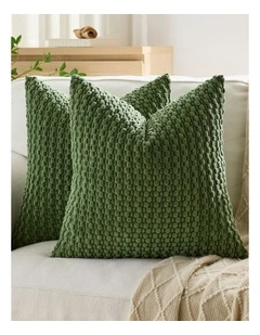 Bubble Corn Cushion Covers in Khaki Green 2 Pack (45x45cm)