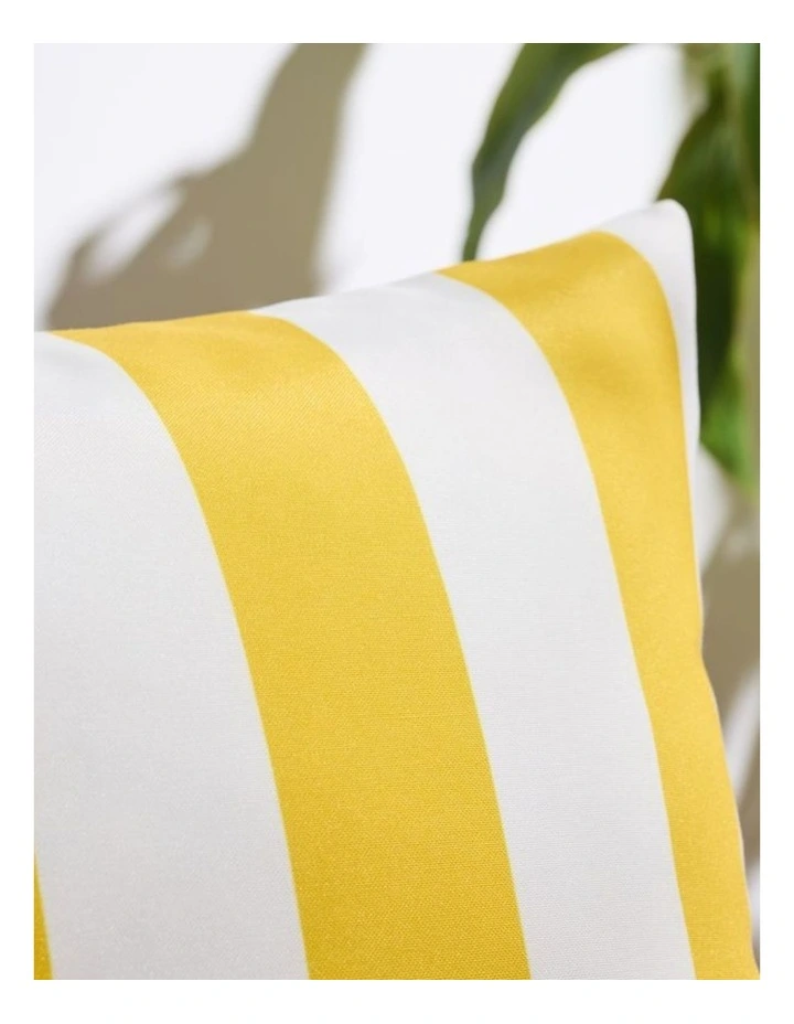 Striped Outdoor Waterproof Cushion Covers in Yellow 2 Pack (45x45cm) image 2