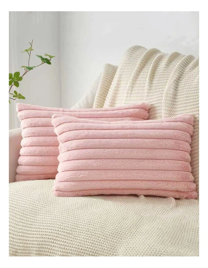 Faux Fur Cushion Covers in Pink 2 Pack (30x50cm) image 1