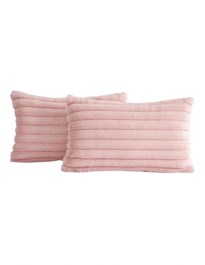 Faux Fur Cushion Covers in Pink 2 Pack (30x50cm) image 2