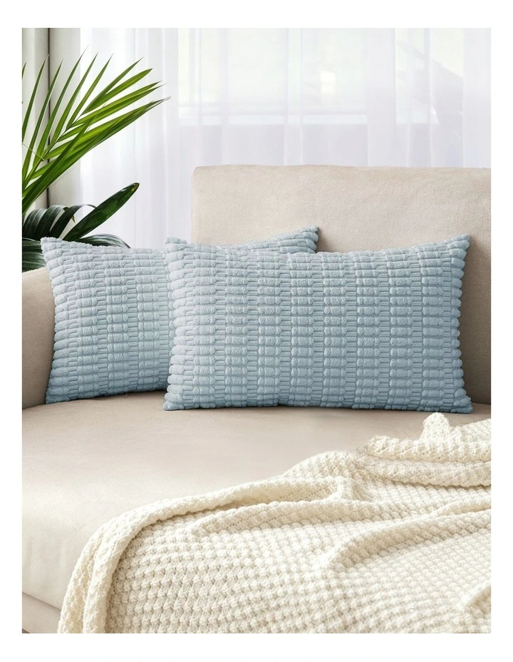 Boho Corduroy Cushion Covers in Sky 2 Pack (30x50cm) image 1
