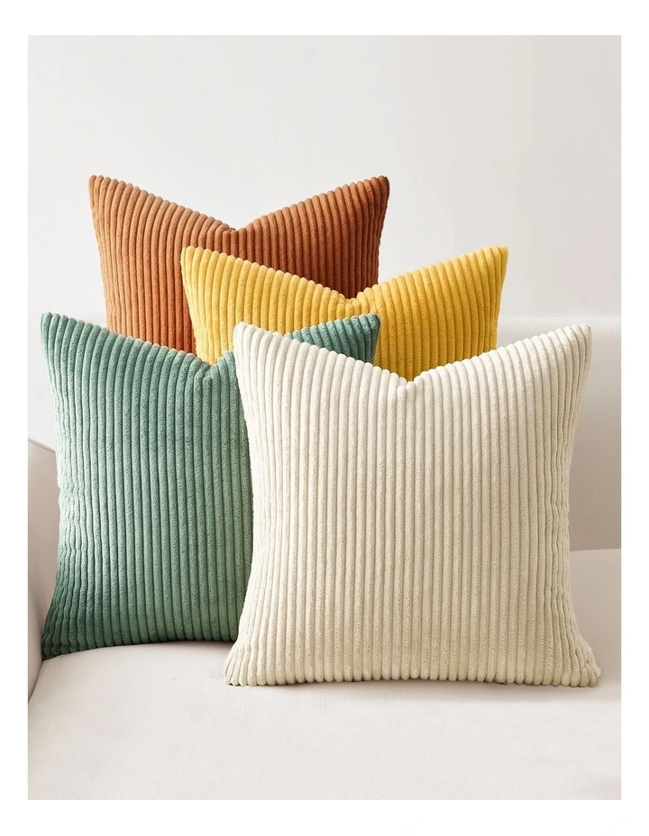 Corduroy Velvet Cushion Covers in Rainbow Set of 4 (45x45cm) image 1