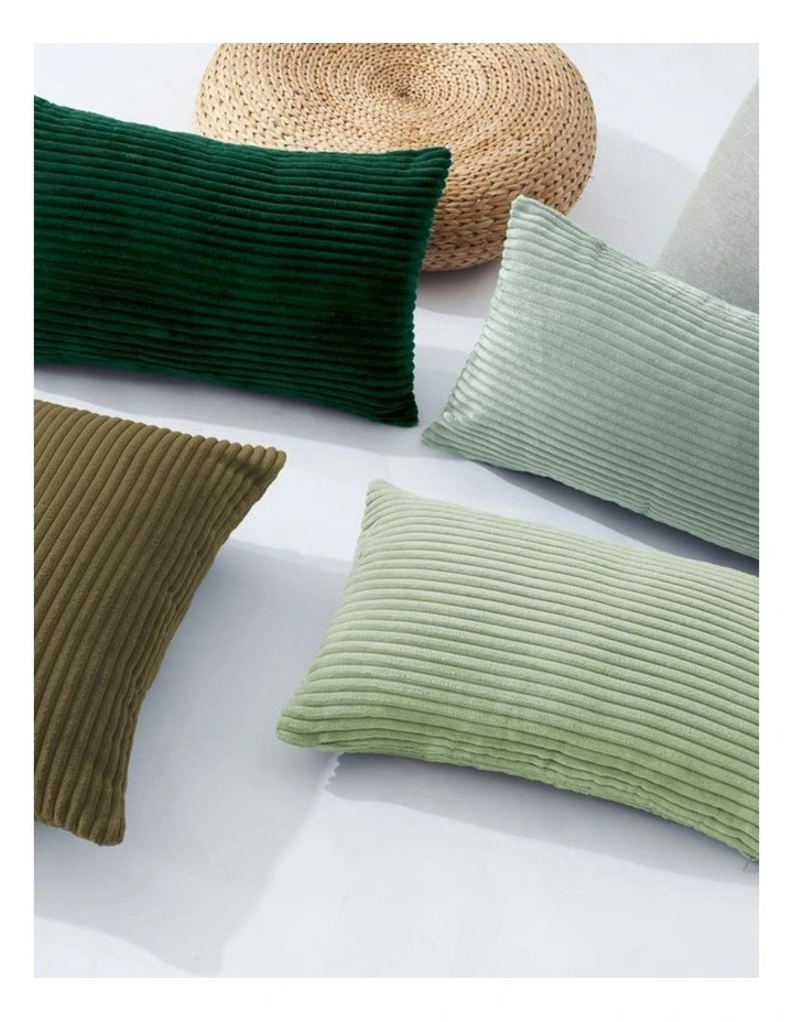 Corduroy Velvet Cushion Covers in Green Set of 4 (30x50cm) image 2