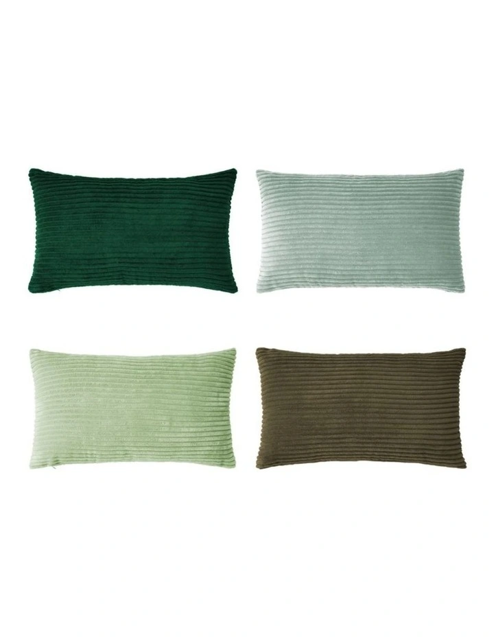 Corduroy Velvet Cushion Covers in Green Set of 4 (30x50cm) image 4